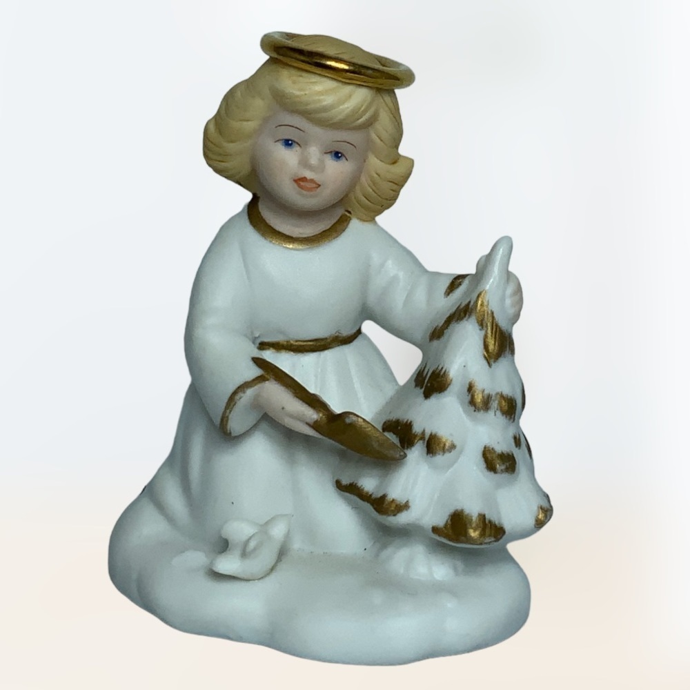 Vintage Angel Golden Halos Nurturing Natalie Porcelain Figure Bronson 1996